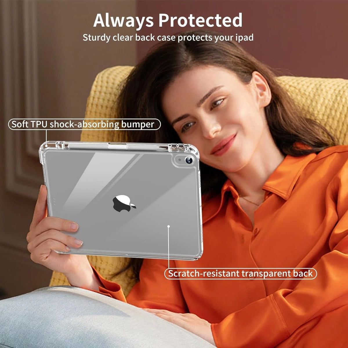 Hybrid iPad Case 11"/10.9" 10 Gen 2022 Sliding Cover Pencil Holder Wake/Sleep