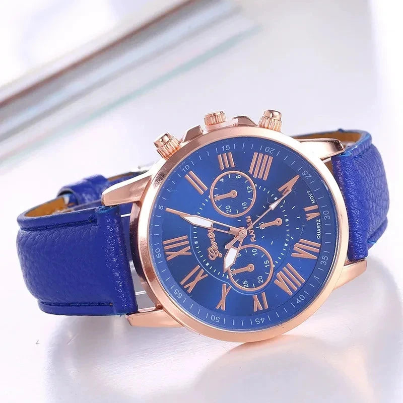 Women's Wrist Belt Watch Geneva Quartz Belt Fashion Women's Watch Rome Scale