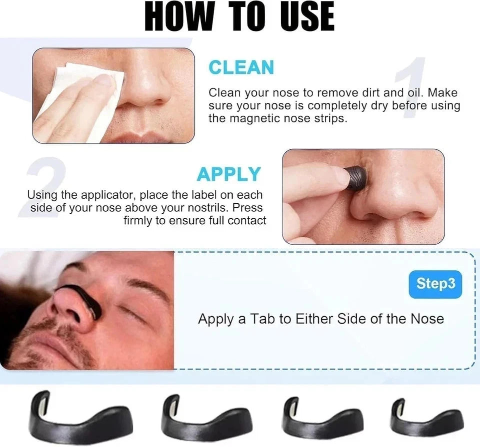 60 Count Magnetic Breathing Nasal Strip, Nose Magnets, Anti-Snoring.